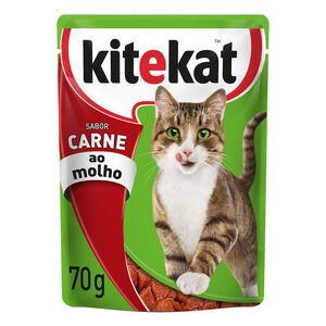 Alimento Completo Balanceado para Gatos Adultos Carne ao Molho Kitekat Sachê 70g.Descrição para web: