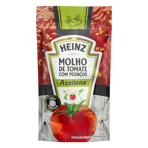 Molho de Tomate com Pedaços e com Azeitona e Azeite de Oliva Virgem Heinz Sachê 300g