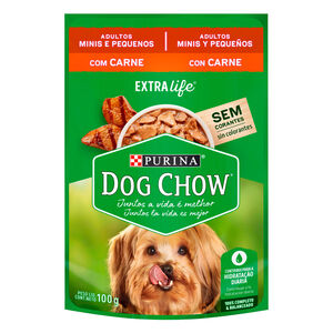 Alimento 100% Completo & Balanceado para Cães Adultos Raças Minis e Pequenas com Carne Purina Dog Chow Extra Life Sachê 100g