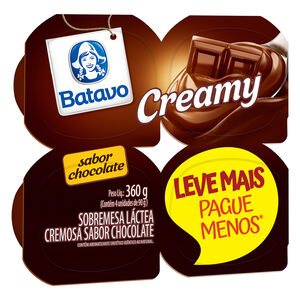 Sobremesa Láctea Cremosa Chocolate Batavo Creamy Bandeja 360g 4 Unidades de 90g Cada Leve Mais Pague Menos