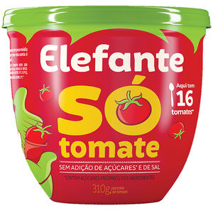 Extrato de Tomate sem Adição de Açúcar e de Sal Elefante Só Tomate Pote 310g