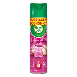 Neutralizador de Odores Alegria Rosa e Maçã com Óleos Essenciais Bom Ar Aroma Sense Frasco 360ml Embalagem Econômica