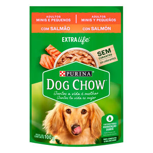 Alimento 100% Completo & Balanceado para Cães Adultos Raças Minis e Pequenas com Salmão Purina Dog Chow Extra Life Sachê 100g