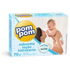 Sabonete Infantil em Barra Loção Hidratante Manteiga de Karité Pom Pom Caixa 70g