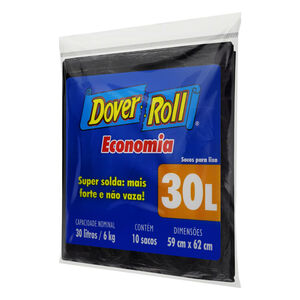 Saco para Lixo Preto 30l Dover Roll Economia 10 Unidades