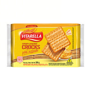 Biscoito Salgado Cream Cracker Pão Assado Vitarella Crocks Pacote 350g