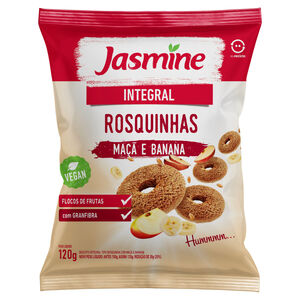 Biscoito Rosquinha Integral com Flocos de Frutas Maçã e Banana Jasmine Pacote 120g