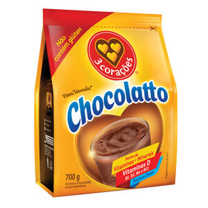 Alimento Achocolatado em Pó Instantâneo 3 Corações Chocolatto Pacote 700g