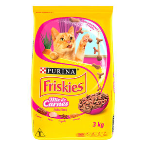Alimento Premium 100% Completo e Balanceado para Gatos Adultos Mix de Carnes, Peru, Fígado e Frango Purina Friskies Pacote 3kg