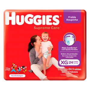 Fralda Descartável Infantil Roupinha Huggies Supreme Care XG 12 a 15kg Pacote 24 Unidades