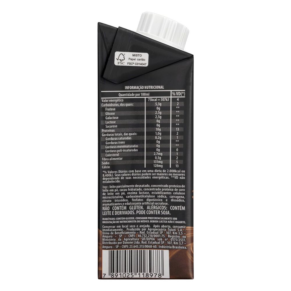 Bebida Láctea UHT Chocolate Zero Lactose para Dietas com Restrição de Lactose sem Adição de Açúcar Yopro 25g High Protein Caixa 250ml