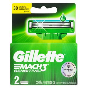 Carga de Aparelho para Barbear Gillette Mach3 Sensitive 2 Unidades