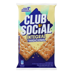 Pack Biscoito Salgado Integral Tradicional Club Social Pacote 144g 6 Unidades de 24g Cada