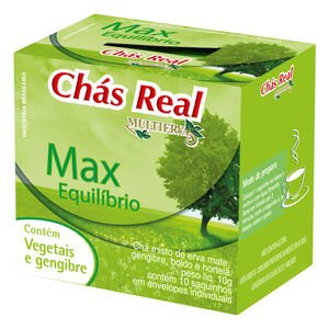 Chá Misto Max Equilíbrio de Vegetais, Erva-Mate, Gengibre, Boldo e Hortelã Chás Real Caixa 10g 10 Unidades