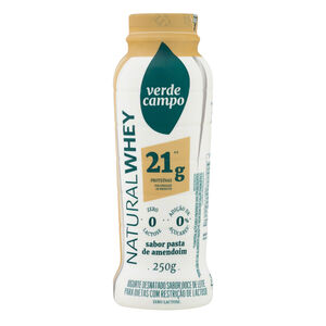 Iogurte Desnatado 21g Proteínas Pasta de Amendoim Zero Lactose para Dietas com Restrição de Lactose sem Adição de Açúcar Verde Campo Natural Whey Frasco 250g
