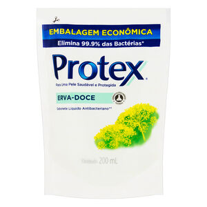Sabonete Líquido Antibacteriano Erva-Doce Protex Sachê 200ml Refil Embalagem Econômica