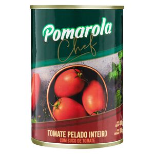 Tomate Pelado Inteiro com Suco de Tomate Pomarola Chef Lata Peso Líquido 400g Peso Drenado 240g