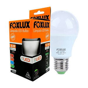 Lâmpada LED Bulbo A60 6W Bivolt 6500K Foxlux