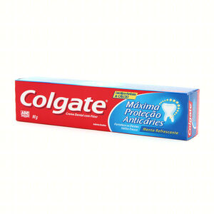 Creme Dental com Flúor Menta Refrescante Colgate Máxima Proteção Anticáries Caixa 90g