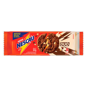 Biscoito Cookie Nescau Duo Chocolate com Gotas de Chocolate ao Leite e Chocolate Branco Nestlé Pacote 60g 3 Unidades de 20g Cada