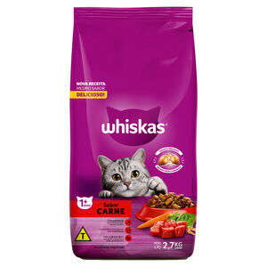 Alimento Premium para Gatos Adultos 1+ Carne Whiskas Pacote 2,7kg