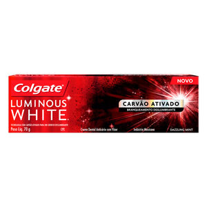 Creme Dental com Flúor Anticárie Carvão Ativado Dazzling Mint Colgate Luminous White Caixa 70g