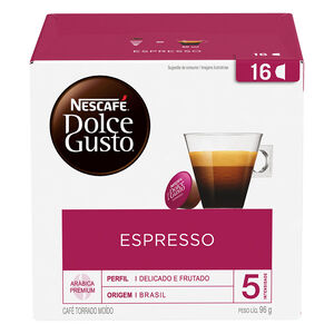 Café em Cápsula Torrado e Moído Espresso Arábica Premium Nescafé Dolce Gusto Caixa 96g 16 Unidades de 6g Cada