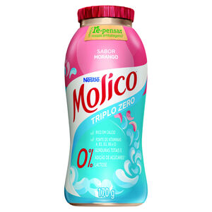 Iogurte Desnatado com Preparado de Morango Triplo Zero Lactose para Dietas com Restrição de Lactose sem Adição de Açúcar Molico Frasco 170g