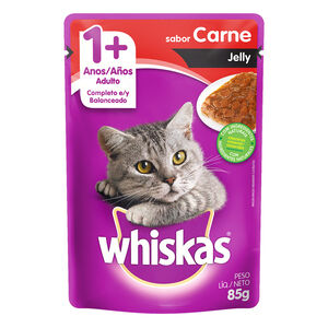 Alimento Completo e Balanceado para Gatos Jelly Adultos 1+ Carne Whiskas Sachê 85g