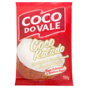 Coco Ralado Desidratado Parcialmente Desengordurado sem Adição de Açúcar Coco do Vale Pacote 100g