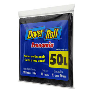 Saco para Lixo Preto 50l Dover Roll Economia 10 Unidades