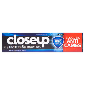 Creme Dental com Flúor Menta Refrescante Closeup Proteção Bioativa Bloqueio Anticáries Caixa 70g