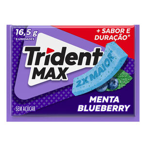 Goma de Mascar Menta Blueberry Zero Açúcar para Dietas de Ingestão Controlada de Açúcares Trident Max Envelope 16,5g 5 Unidades