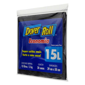 Saco para Lixo Preto 15l Dover Roll Economia 20 Unidades