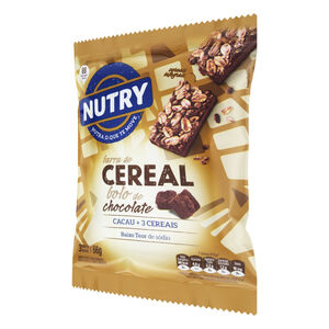 Pack Barra de Cereal Bolo de Chocolate Nutry Pacote 66g 3 Unidades