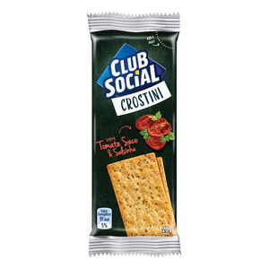 Pack Biscoito Salgado Crostini Tomate Seco & Salsinha Club Social Pacote 80g 4 Unidades de 20g Cada