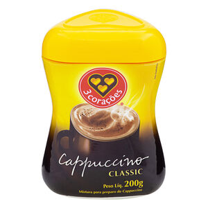 Mistura para Preparo de Cappuccino Solúvel Classic 3 Corações Pote 200g