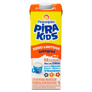 Leite UHT Integral Zero Lactose para Dietas com Restrição de Lactose Pirakids Caixa com Tampa 1l