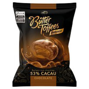 Bala Chocolate Recheio Chocolate 53% Cacau Butter Toffees Intense Pacote 90g