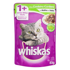 Alimento Completo e Balanceado para Gatos Adultos 1+ Cordeiro ao Molho Whiskas Sachê 85g