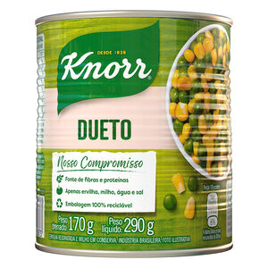 Ervilha Reidratada e Milho Verde em Conserva Dueto Knorr Lata Peso Líquido 290g Peso Drenado 170g
