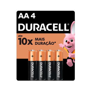 Pilha Alcalina Duracell Pequena AA pacote com 4