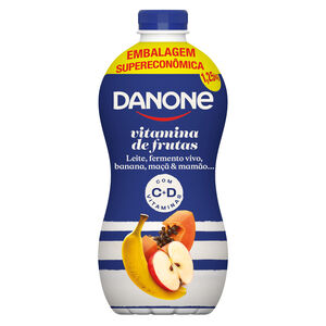 Iogurte Parcialmente Desnatado com Preparado de Vitamina de Frutas Danone Garrafa 1,25kg Embalagem Supereconômica