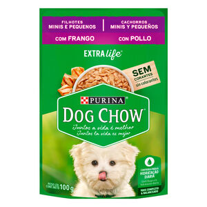 Alimento 100% Completo e Balanceado para Cães Filhotes Raças Minis e Pequenas Frango Purina Dog Chow Extra Life Sachê 100g