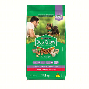 Alimento para Cães Filhotes Raças Minis e Pequenas Carne, Frango e Arroz Purina Dog Chow Extra Life Pacote 3kg