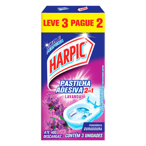 Detergente Sanitário Pastilha Adesiva 2 em 1 Lavanda Harpic Leve 3 Pague 2 Unidades