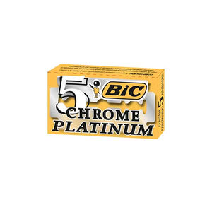 Lâmina Duplo Fio BIC Chrome Platinum, Clássica, Aço Inoxidável, Revestida de Cromo e Platina, 5 Unidades