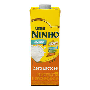Leite UHT Semidesnatado Zero Lactose para Dietas com Restrição de Lactose Ninho Levinho Forti+ Caixa com Tampa 1l