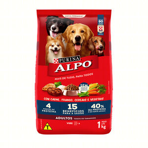 Alimento para Cães Adultos Todos os Tamanhos Carne, Frango, Cereais e Vegetais Purina Alpo Pacote 1kg