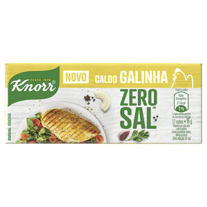Preparado para Caldo em Tablete Carne de Galinha Knorr Zero Sal Caixa 96g 12 Unidades